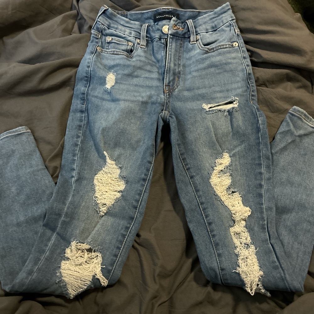 Aeropostale Ripped Light Blue Skinny Jeans